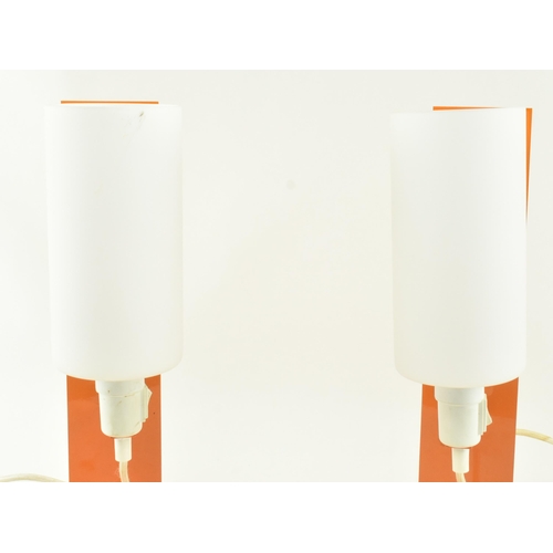 208 - A pair of Scandinavian inspired contemporary painted metal & opaline glass desk table lamps lights. ... 