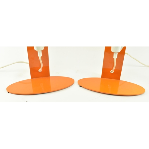 208 - A pair of Scandinavian inspired contemporary painted metal & opaline glass desk table lamps lights. ... 