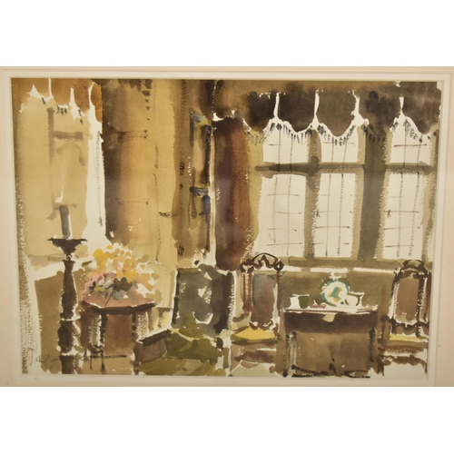 221 - John Yardley (b.1933) - 'The Brown Parlour' - A 20th century watercolour on paper depicting the inte... 