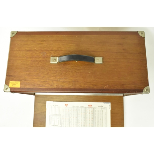 228 - A retro 20th century wooden Neslein engineers / workman's tool box. The box having a strap handle at... 