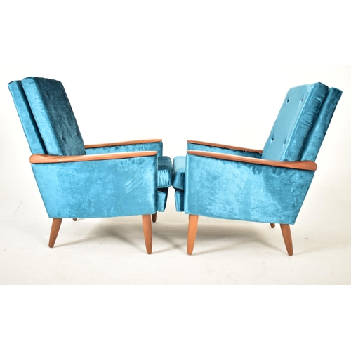 30 - Greaves & Thomas - A pair of retro 20th century circa 1970s teak easy lounge armchairs / chairs. Eac... 