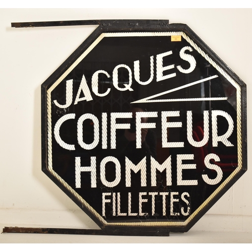 35 - Jacques Coiffeur Hommes Fillettes - A vintage 20th century French exterior double-sided advertising ... 