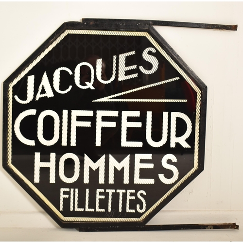 35 - Jacques Coiffeur Hommes Fillettes - A vintage 20th century French exterior double-sided advertising ... 