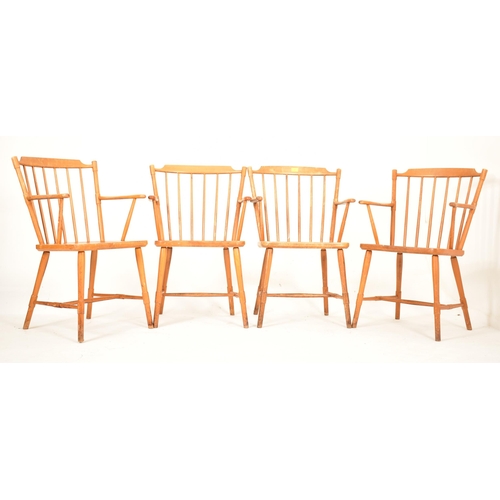 36 - Børge Mogensen (believed) - A set of four retro mid 20th century beech framed carver dining chairs /... 