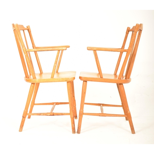 36 - Børge Mogensen (believed) - A set of four retro mid 20th century beech framed carver dining chairs /... 