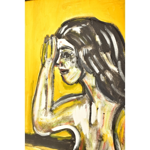 394 - A contemporary oil on canvas nude study painting by amateur artist Terry Sears. The painting depicti... 