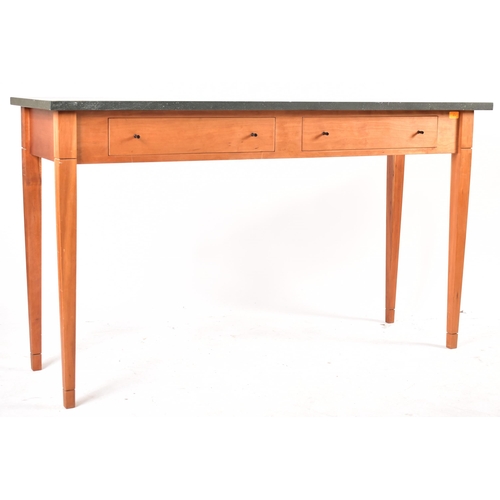 423 - Heals of London - A contemporary high end British design oak & marble top two drawer console hall ta... 