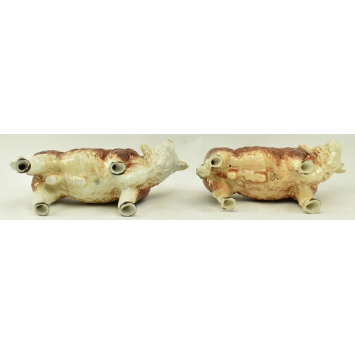 438 - Melbaware for H. A. Wain & Sons Ltd. - Two vintage 20th century pottery ceramic bull animal figurine... 