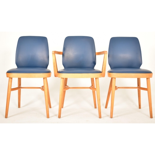 447 - Ben Chairs ' Benchairs ' of Stowe - A set of three retro mid 20th century beech framed dining chairs... 