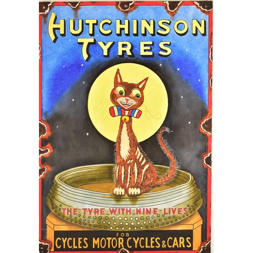 449 - Hutchinson Tyres - A contemporary oil on board artists impression painting of a vintage enamel adver... 