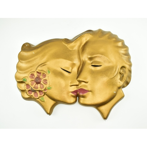 451 - Abco - The Kiss - a mid 20th century circa 1950s Art Deco style gilt painted plaster wall hanging de... 