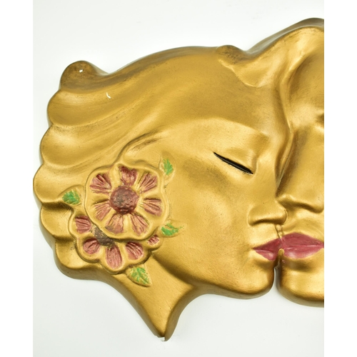 451 - Abco - The Kiss - a mid 20th century circa 1950s Art Deco style gilt painted plaster wall hanging de... 