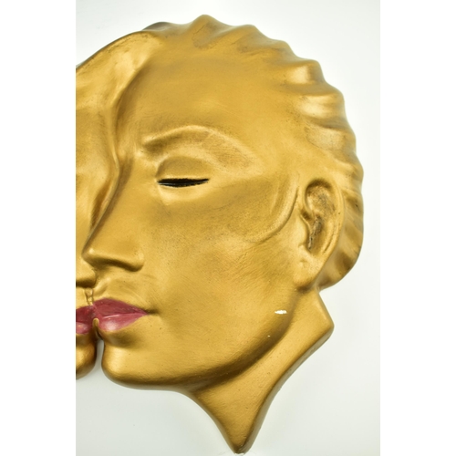 451 - Abco - The Kiss - a mid 20th century circa 1950s Art Deco style gilt painted plaster wall hanging de... 