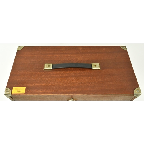 457 - A retro 20th century oak veneered engineers/workman's tool chest. The chest having a strap handle to... 