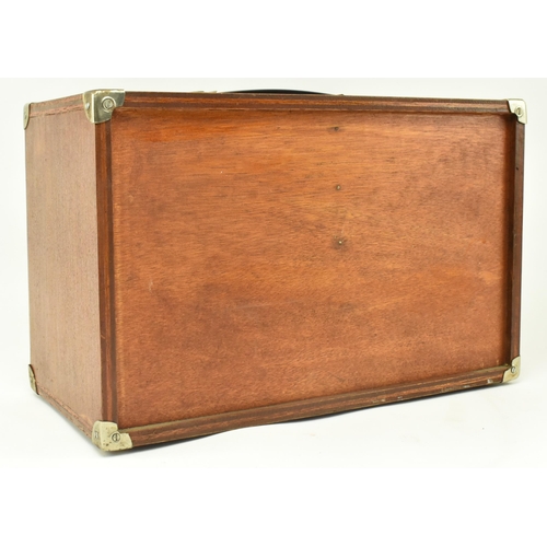 457 - A retro 20th century oak veneered engineers/workman's tool chest. The chest having a strap handle to... 