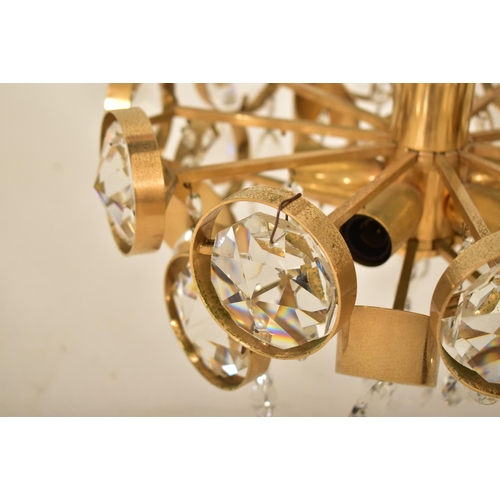 62 - Ernst Palme for Palwa - A retro 20th century 1960s Hollywood Regency gold toned ceiling light. The l... 