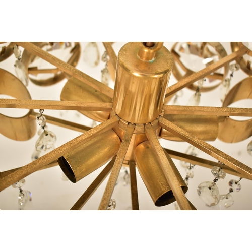 62 - Ernst Palme for Palwa - A retro 20th century 1960s Hollywood Regency gold toned ceiling light. The l... 