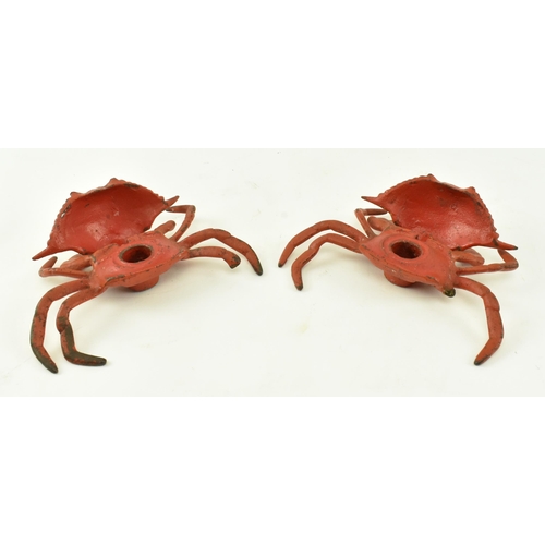 64 - A pair of mid 20th century circa 1950s novelty crab inkwells. Each of typical form with lift up shel... 