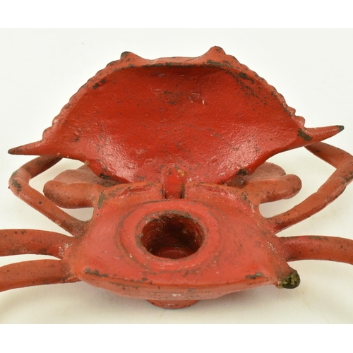 64 - A pair of mid 20th century circa 1950s novelty crab inkwells. Each of typical form with lift up shel... 