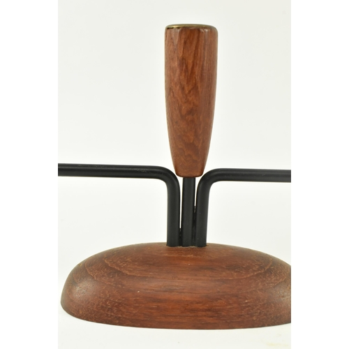 67 - Danish Modern Designs - A vintage mid 20th century circa 1960s five arm wood & iron Luthje candlesti... 