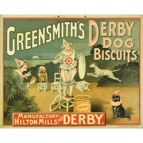 77 - Vintage Advertising - an early-mid 20th century showcard advertising Greensmith's Derby Dog Biscuits... 