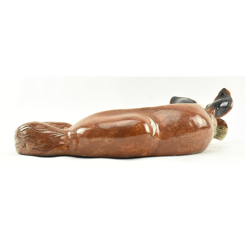 8 - Jennie Hale (British) - A large 20th century crackle glazed ceramic sculpture of a fox. The fox figu... 