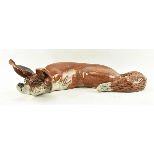 8 - Jennie Hale (British) - A large 20th century crackle glazed ceramic sculpture of a fox. The fox figu... 