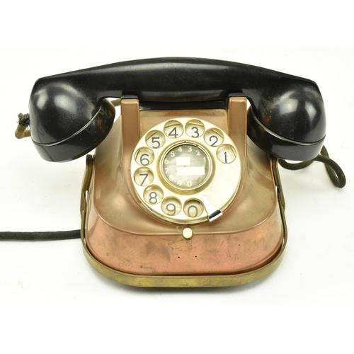 82 - RTT Phones - A retro mid 20th century circa 1950s copper & bakelite Bell kettle telephone by MFG Com... 