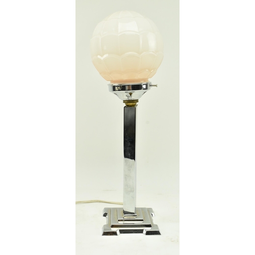 84 - A vintage 20th century Art Deco table / desk lamp light. The lamp having a shaped globe opaque glass... 