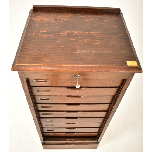 98 - An early 20th century Art Deco oak upright pedestal filing office cabinet chest. The cabinet having ... 