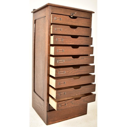 98 - An early 20th century Art Deco oak upright pedestal filing office cabinet chest. The cabinet having ... 