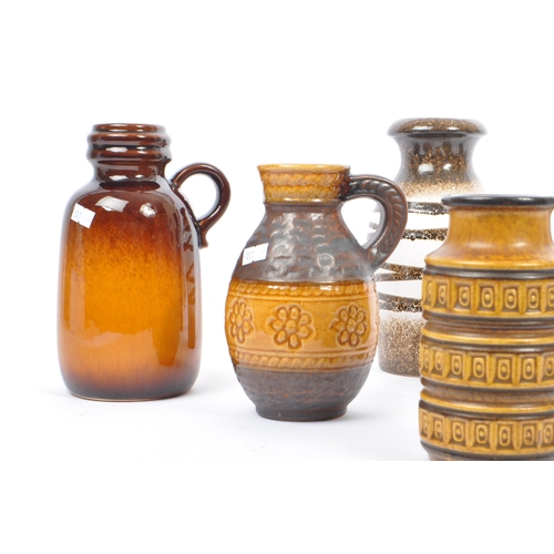 10 - West German Ceramics - A collection of six retro mid 20th century ceramic pottery vase / jugs. Compr... 