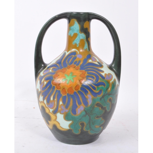 103 - Holland Amphora - An early 20th Century ceramic Holland Amphora twin handle chrisant Art Nouveau bul... 