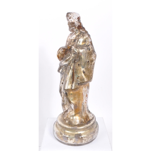 108 - A 19th Century mercury glass figure depicting a robed Jesus displaying the sacred heart to chest sta... 