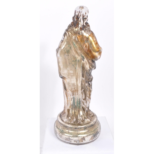 108 - A 19th Century mercury glass figure depicting a robed Jesus displaying the sacred heart to chest sta... 