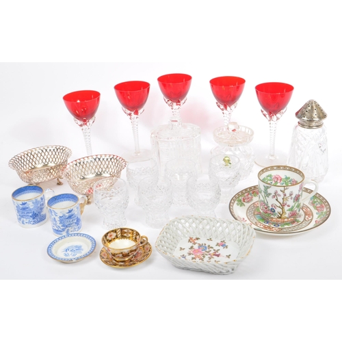 12 - A collection of vintage 20th century ceramic and glassware. Comprising of red drinking glass with tw... 