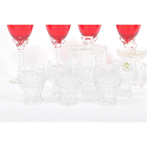 12 - A collection of vintage 20th century ceramic and glassware. Comprising of red drinking glass with tw... 