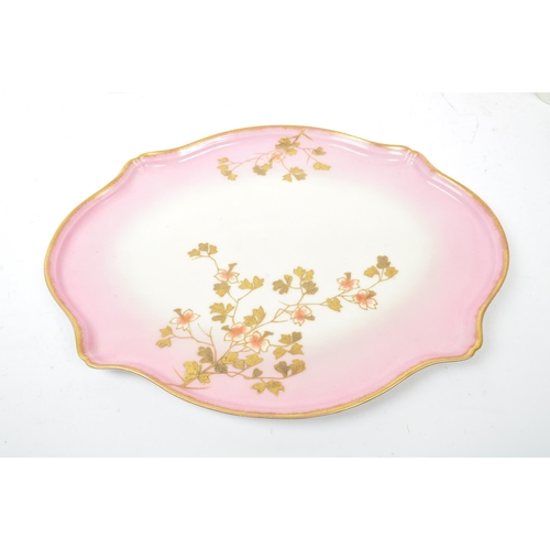 123 - An early 20th Century Edwardian china porcelain bachelor service in white and pink ground with gilt ... 