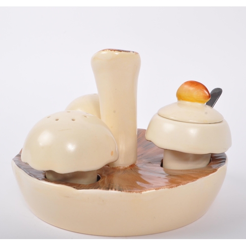 137 - Carlton Ware - A contemporary cruet / cottage set / condiment set. In the form of mushrooms. With un... 