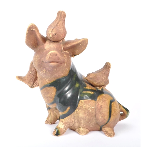 151 - John Bourdeaux Pottery - Made in the Isles of Scilly - A contemporary pottery / ceramic pig figure w... 