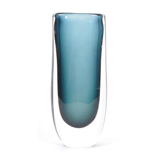 156 - Kosta / Murano - A mid 20th Century Swedish studio art glass vase of ovoid form with dark blue layer... 