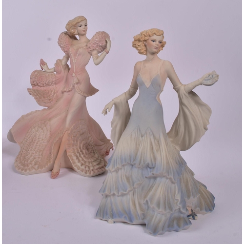 161 - Coalport Danbury Mint - A collection of four porcelain Romantic Voyages ladies figurines to include ... 