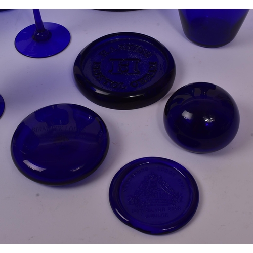 163 - A collection of 20th century Bristol and other cobalt blue glass. The collection to include a select... 