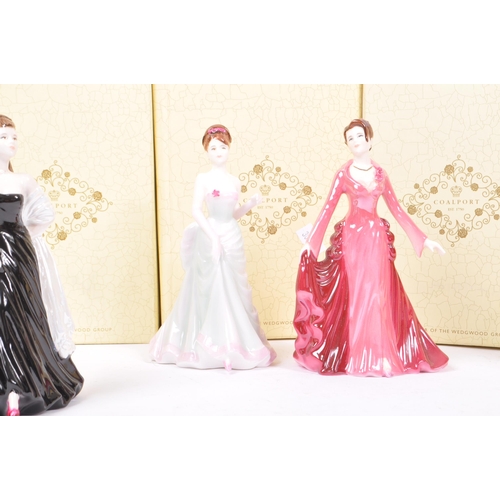 168 - Coalport - A collection of contemporary porcelain china female figurines. Comprising of Debutante of... 