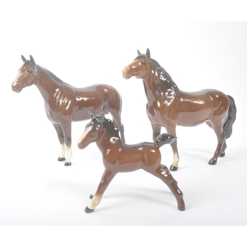 186 - John Beswick - A collection of five vintage 20th century porcelain china horse figures. Various size... 