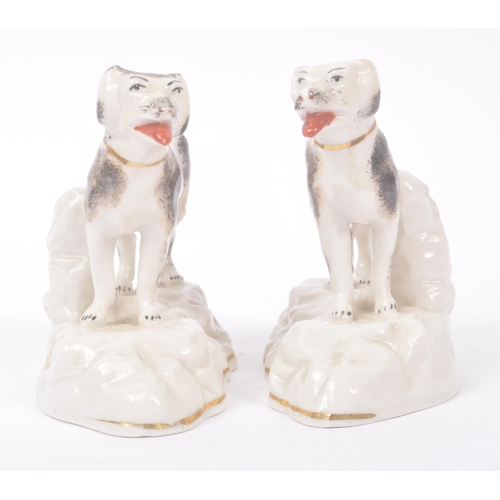 188 - Chelsea Porcelain Works - A pair of 18th century circa 1756-75 porcelain china dog figures, accompan... 