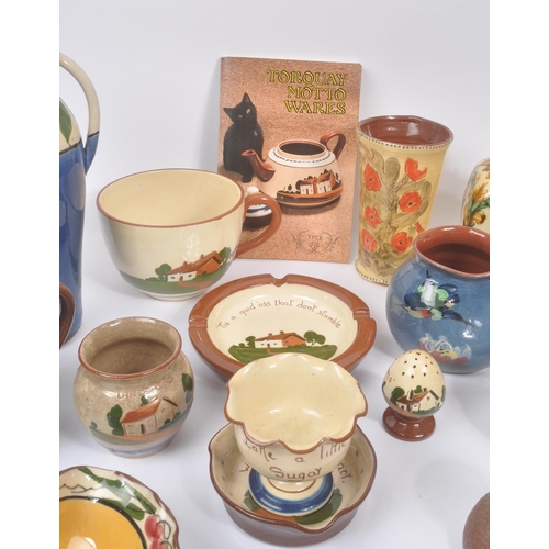 189 - Torquay Pottery / Motto Wares - A collection of ceramic pottery items. To include, large double hand... 