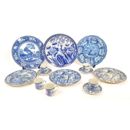 19 - A collection of fourteen assorted Victorian & early 20th century Ironstone blue and white ceramics. ... 