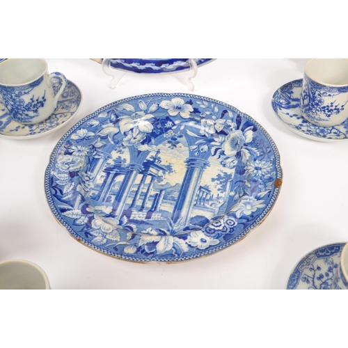 19 - A collection of fourteen assorted Victorian & early 20th century Ironstone blue and white ceramics. ... 