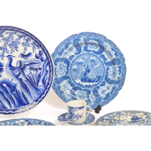 19 - A collection of fourteen assorted Victorian & early 20th century Ironstone blue and white ceramics. ... 